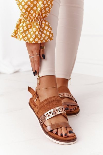 Damskie Zamszowe Sandały Camel Asturia