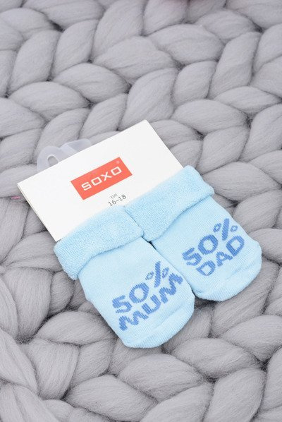 Soxo Niemowlęce Skarpetki Niebieskie 50% Mum Dad
