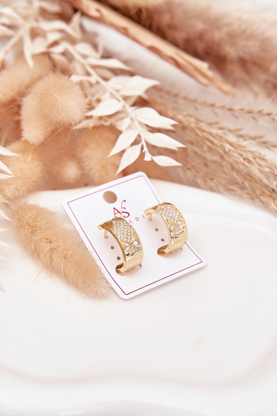 Kolczyki Damskie Stal Chirurgiczna Z Cyrkoniami Złote