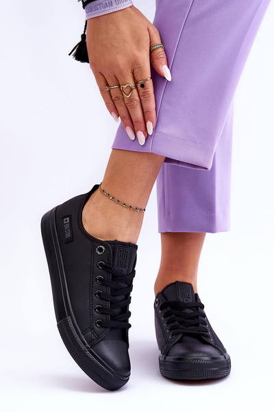 Damskie Niskie Skórzane Trampki Big Star KK274011 Czarne