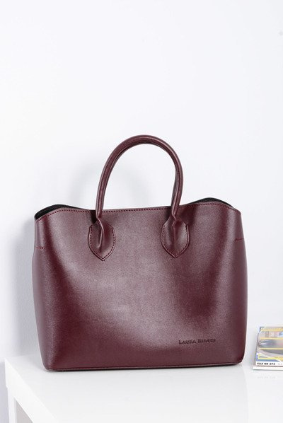 Damska Bordowa Torebka Shopper + Kosmetyczka