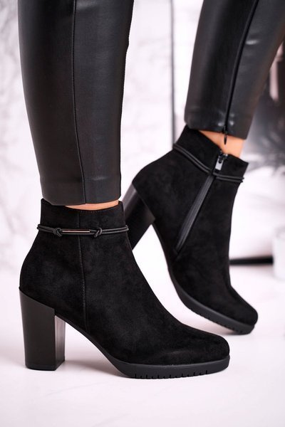 Botki Na Słupku Sergio Leone Zamszowe Czarne BT306