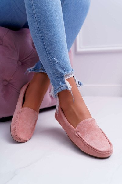 Mokasyny Damskie Wygodne Eko-zamsz Różowe Lemma