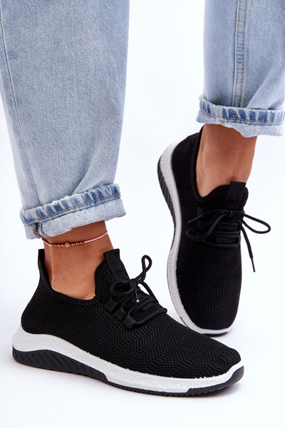 Klasyczne Materiałowe Wsuwane Sneakersy Czarne Gusto