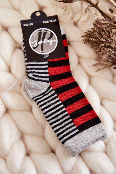 Dziecięce Klasyczne Skarpety W Pasy I Paseczki Czerwone
