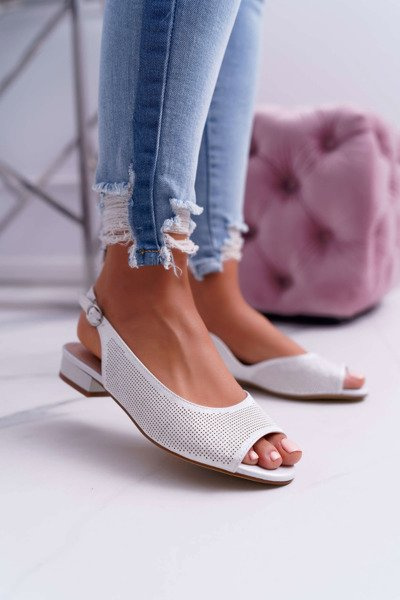 Sandały Damskie Płaski Obcas Sergio Leone SK809 Srebrne Skaldo