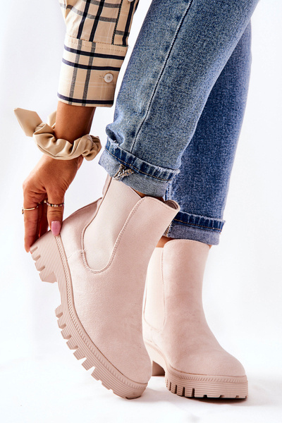 Zamszowe Botki Ocieplane Jasnobeżowe Tozzi