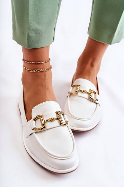 Damskie Skórzane Mokasyny Białe Coriso