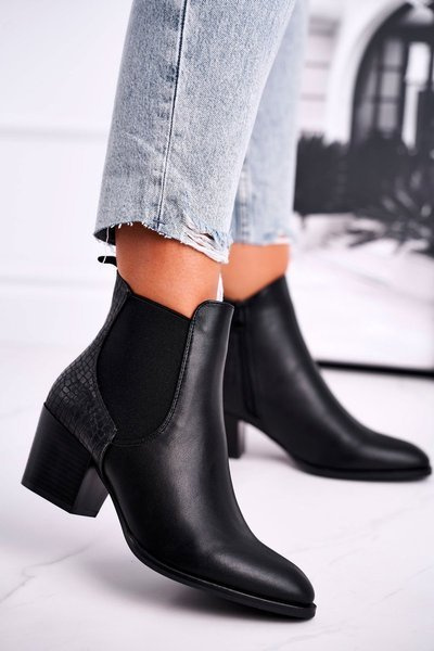 Botki Damskie Na Obcasie Sergio Leone Czarne BT613