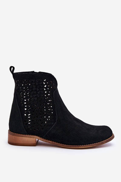 Zamszowe Botki Nicole 2791/028 Czarne