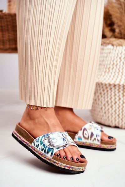 Klapki Damskie Big Star Metaliczny Wzór DD274127