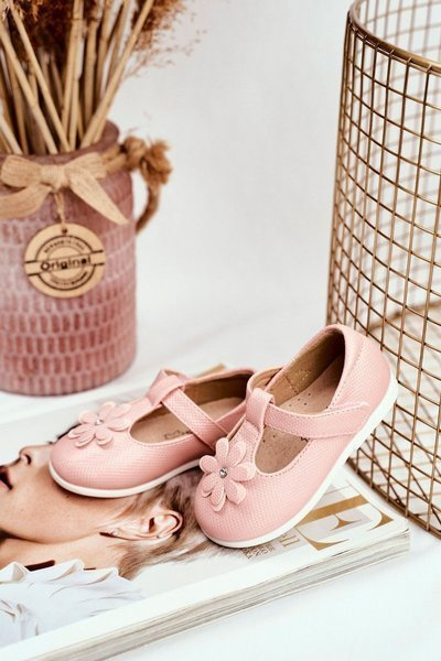 Balerinki Dziecięce na Rzepy Kwiatuszek Różowe Antrela