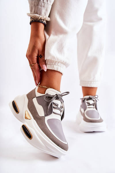Damskie Sneakersy Sportowe Buty Biało-Szare New Horizon