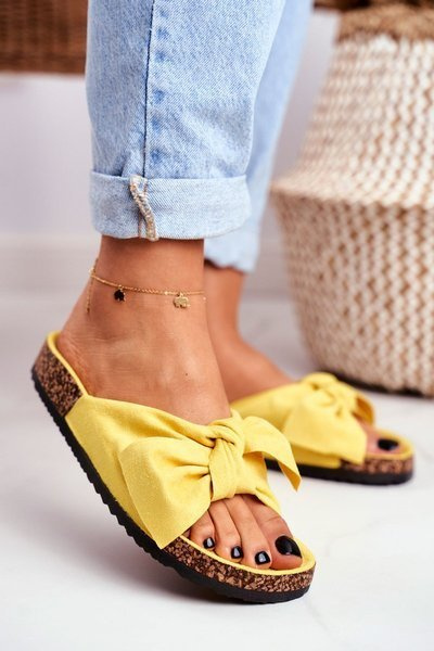 Klapki Na Korkowej Podeszwie Żółte Wendy