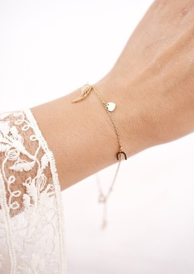 Damska Bransoletka Celebrytka Złota Podkowa Skrzydło Camilla