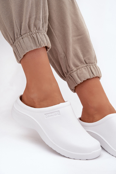 Piankowe Klapki Chodaki Damskie Białe Parissa