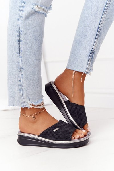 Klapki Na Koturnie Sergio Leone SK042 Czarne