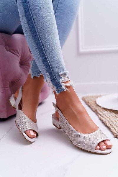 Sandały Damskie Płaski Obcas Sergio Leone SK809 Beżowe Skaldo