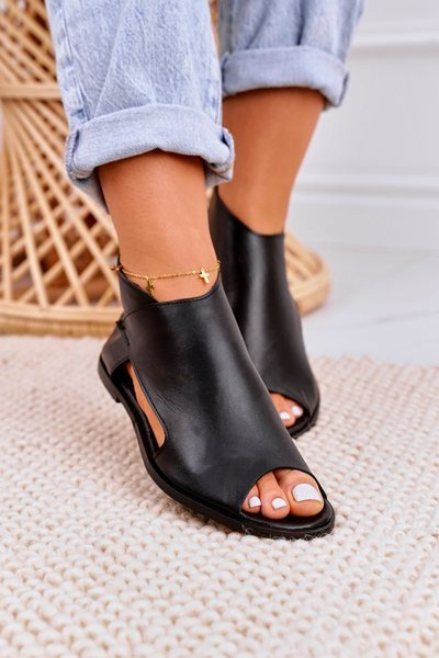 Damskie Skórzane Sandały Nicole 2622 Czarne