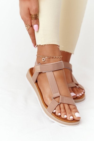 Damskie Sandały Na Gumowej Podeszwie Brązowe Stranger