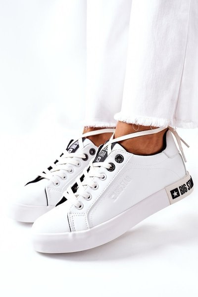 Damskie Skórzane Tenisówki BIG STAR II274031 Biało-Czarne