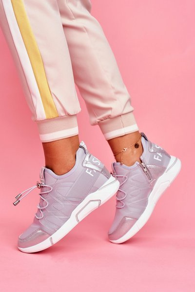 Sportowe Damskie Buty Z Suwakiem i Ściągaczem Szare Terfin