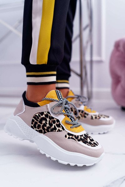 Sportowe Damskie Buty Wysoka Podeszwa Leopard Chillout