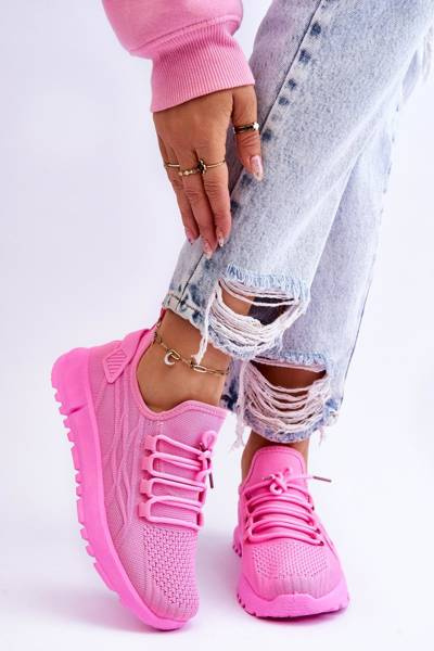 Damskie Wsuwane Buty Sportowe Sneakersy Różowe Rosett