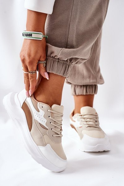 Damskie Sportowe Buty Sneakersy Beżowe Going