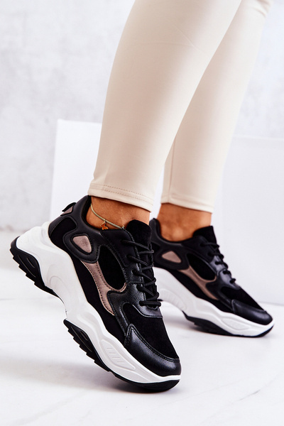 Sportowe Buty Sneakersy Czarne Retroque