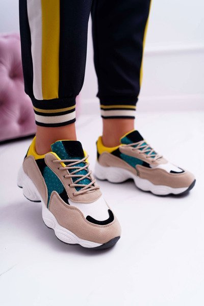 Sportowe Damskie Buty Zamszowe Zielono Żółte Lollipop