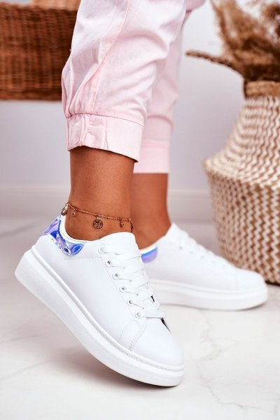 Sportowe Damskie Buty Lu Boo Białe Metaliczne Niebieskie Matilda