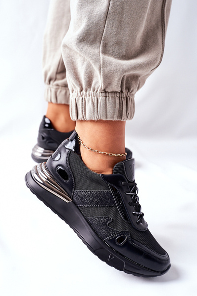 Sportowe Damskie Buty Sneakersy Czarne Manitoba