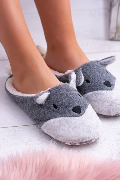 SOXO Damskie Domowe Kapcie Zwierzęta A Szare
