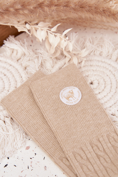 Długie Wełniane Skarpetki Damskie Beżowe