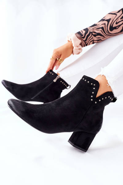 Botki Damskie Zamszowe Czarne Brinlack