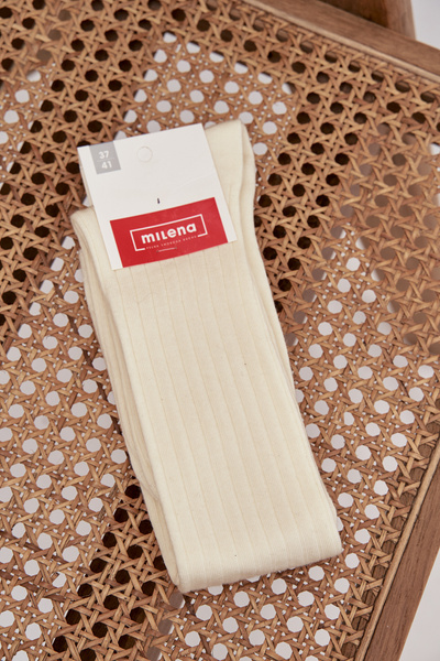 Podkolanówki Z Wełny MERINO Ecru