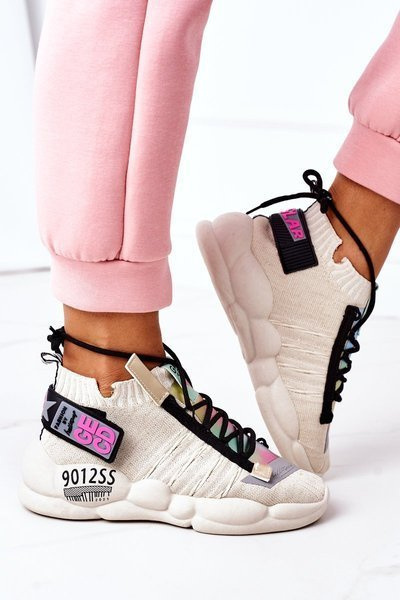 Damskie Sportowe Buty Sneakersy Beżowe Bubble Tea