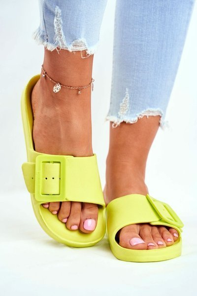 Klapki Damskie Big Star z Klamrą Zielone FF274A390