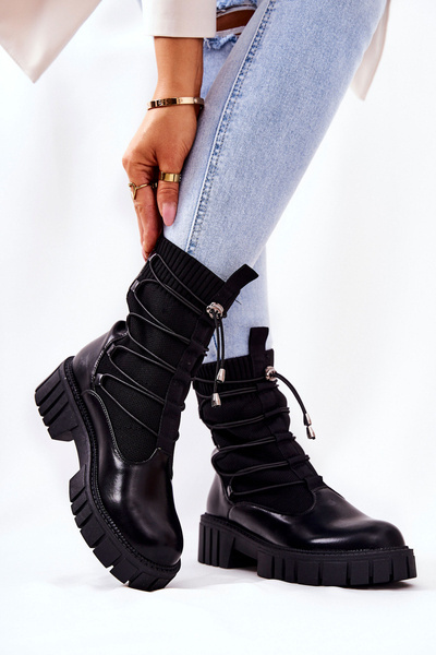 Botki Workery Ze Skarpetą Czarne Connor