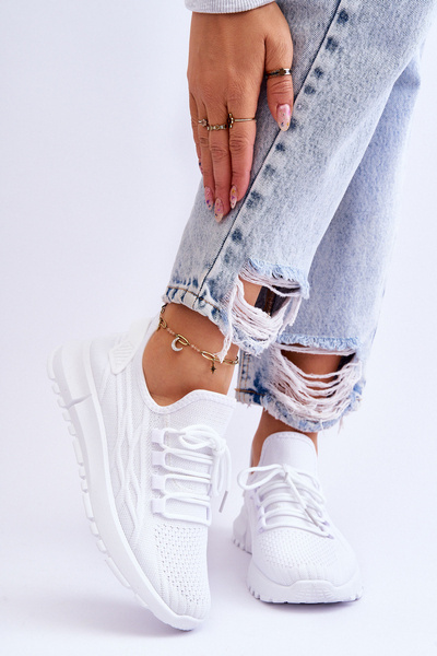 Damskie Wsuwane Buty Sportowe Sneakersy Białe Rosett