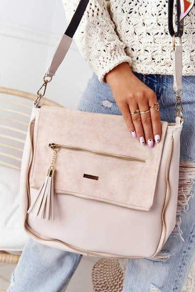 Torebka Listonoszka Z Odpinanym Paskiem LAURA BIAGGI Beżowa