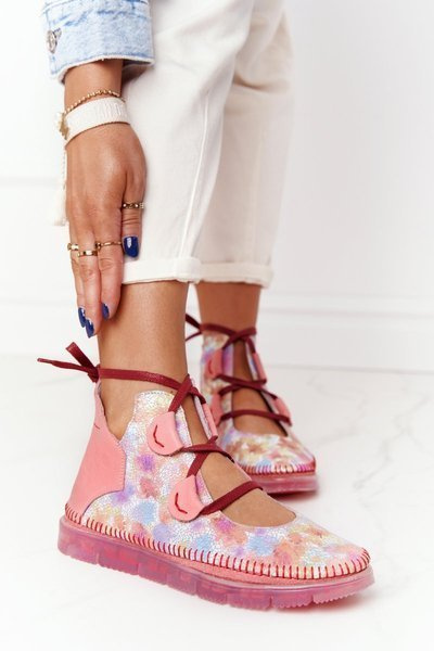 Damskie Skórzane Trzewiki Maciejka Róż 04457-15