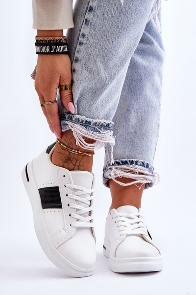 Damskie Sportowe Buty Na Platformie Biało-Czarne Soris