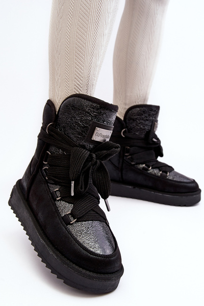 Damskie Śniegowce Z Wiązaniem D.Franklin DFSH370006 Czarne