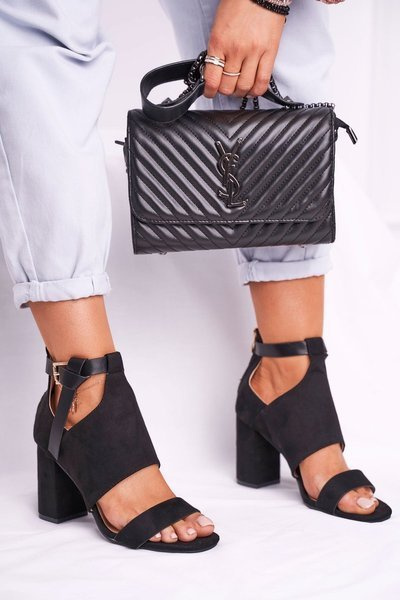 Sandały Na Słupku Z Cholewką Vinceza 20-17054 Czarne